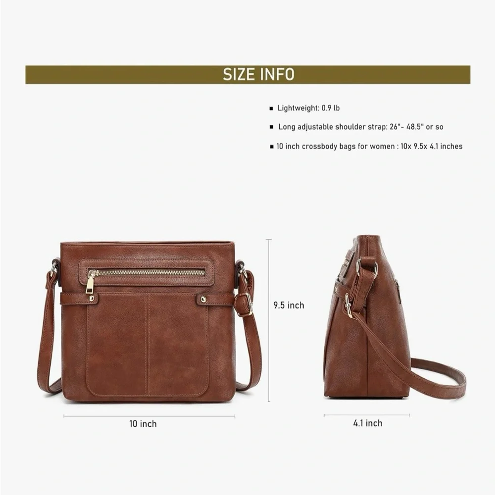 NWT Brown Leather Crossbody Bag - Picture 12 of 14